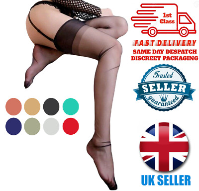 100% Nylon Non Stretch Stockings Seamless 5 Denier Medium Various Colours NEW • 7.16€