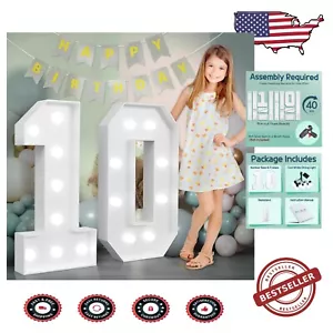 Large 3ft Number 10 Marquee Light-Up Decoration for Epic Birthday Celebrations - Picture 1 of 8