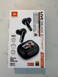 Neu JBL Live Beam 3 Wireless Noise-Cancelling Ohrhörer ANC Schwarz Ladecase - Bild 1 von 3
