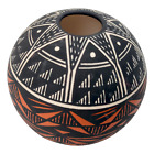 T.M. Chino Acoma Seed Pot Pottery bowl signed New Mexico 4" 1987