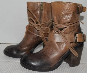 Vince Camuto SILAS Brandy Marrón Becerro Moto Cuero Cremallera Tacón Botas Mujer Talla 8 - Imagen 1 de 5