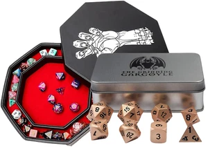 Bandeja rodante de dados Octagon D&D con juego de dados de metal DnD - Caja de almacenamiento de dados RPG - Imagen 1 de 22