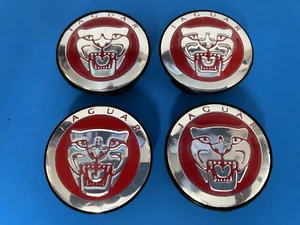 JAGUAR XF XFR XK XKR XJ XJR CENTER CAPS GENUINE FACTORY OEM 8W93-1A096-AB SET - Picture 1 of 9