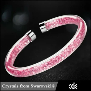 Luxus Armband mit Kristallen Stardust Edelstahl Rosa Damen Edelstahl Armreif - Bild 1 von 8