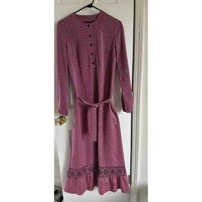 Розовый черный горошек Серебряный металлик макси платье с ремнем от Lapidus Швеции - Изображение 1 из 4