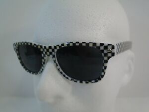 Kid's Checkerboard Design Racing Sunglasses Black & White Frame Racing IndyCar