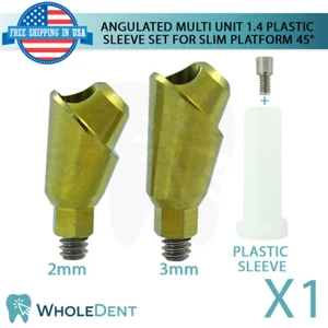 1x Angulated Multi Unit 45°1.4mm Slim Abutment Plastic Sleeve Set Int Hex 2.0mm - Picture 1 of 4