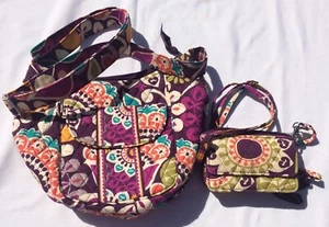 Vera Bradley Crossbody Purse & ZIP ID Wallet Wristlet Purple Floral - Picture 1 of 10