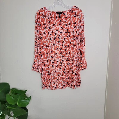 Top túnica larga alta con estampado de cerezo Sally manga volantes informal naranja azul grande Foto 1 de 4