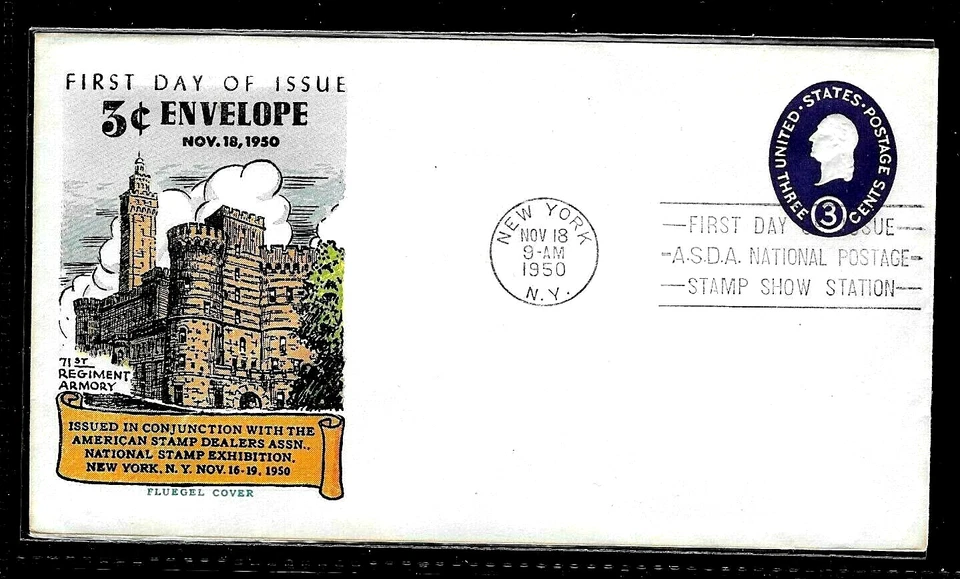 U534a Embossed Stamp (1950) THE ASDA STAMP SHOW FDC BY HERMAN FLUEGEL - Image 1 of 1