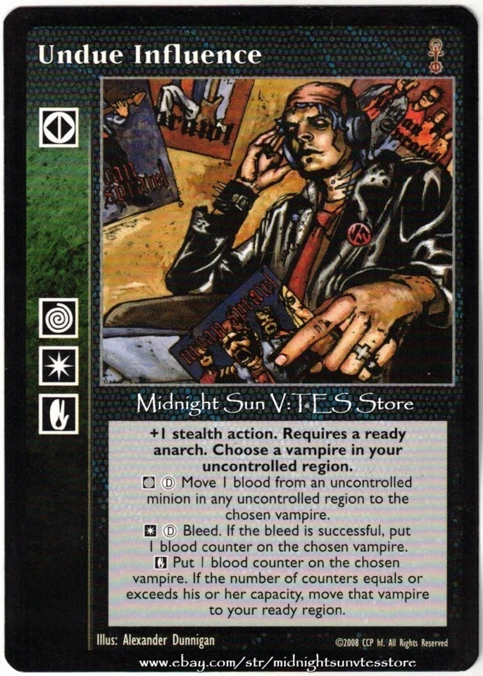 Undue Influence Anarchs & Alastors Storyline Promo V:TES VTES Vampire CCG - Image 1 of 1