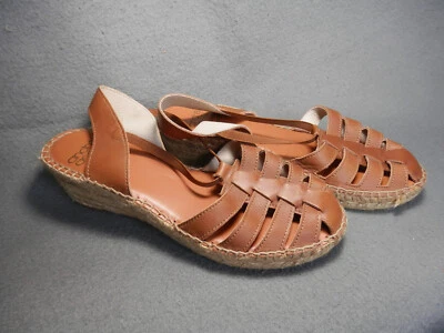 Sandalias de cuña de cuero André Assous, alpargata, talla US 7, cosidas a mano en España Foto 1 de 4