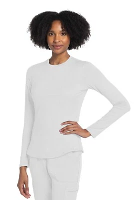 Cherokee Basis Long Sleeve Under Scrub Knit Tee CK773 WHT White Free Ship - Image 1 of 4