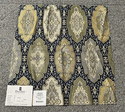 Duralee Fabric Sample 15317 Cobalt Blue Green Gold 16.50” x 17” Victorian Crafts - Image 1 of 4