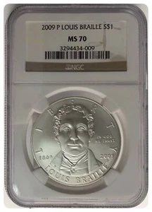 2009-P NGC MS70 Louis Braille SILVER Dollar - Picture 1 of 1