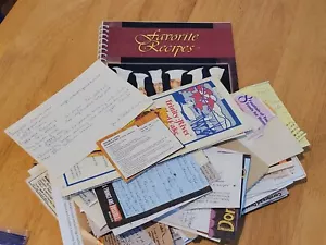 Lot of 50+ Handwritten Clipped Typed Recipes Vintage + Favorite Recipe Folder - Picture 1 of 4
