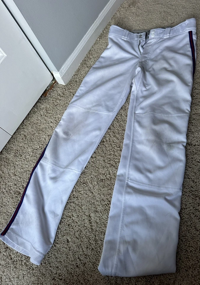 Pantalones de béisbol Easton juveniles/blancos con tubería roja y azul/juventud talla XL (2 pares) Foto 1 de 3