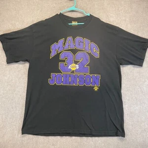 Los Angeles Lakers Magic Johnson Vintage T Shirt Mens 2XL Black Nutmeg Mills USA - Picture 1 of 9