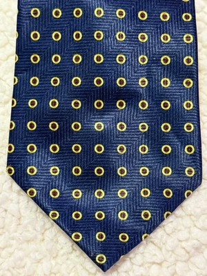 UMO LORENZO ITALY 100% Poliéster Hombre Corbata Azul Amarillo Lunares Usado Bueno Foto 1 de 4