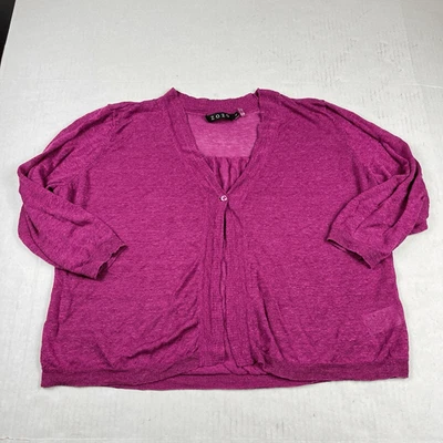 Cárdigan Bolero ZOZO Mezcla de Lino Rosa Ligero Slouchy Suave Botón Suéter XL Foto 1 de 4