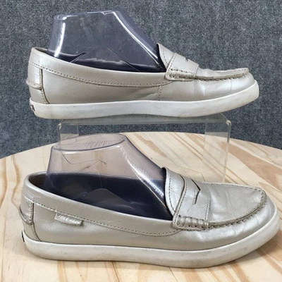 Cole Haan Shoes Womens 8 B Grand OS Slip On Penny Loafer W11061 Metallic Beige - Image 1 of 4