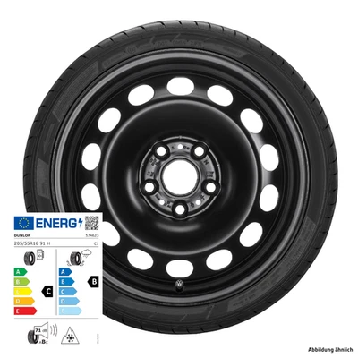 Stahl-Winterkomplettrad 6,5Jx16 mit 205/55 R16 91H Dunlop Winter Sport 5, rechts - Bild 1 von 2