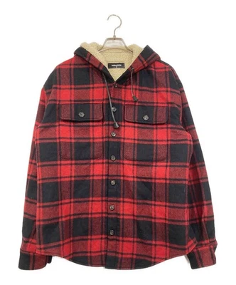 DSQUARED2 Fleece-lined check pattern jacket Size: M Red x black Men S74DM0268 - Image 1 of 4