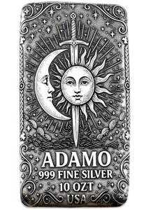 Barra de arte de plata 999 de 10 oz - Sol y luna - Exclusiva limitada Edición - Adamo Metals - Imagen 1 de 7