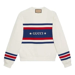 Gucci Mens White Star Striped Oversized Crewneck Sweatshirt Size 2XL RRP £830 - Picture 1 of 10