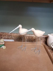 Egrets White Wire And Ceramic Pair Nautical - Picture 1 of 9