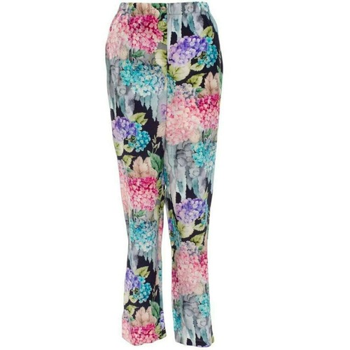 Gucci Pantaloni a gamba dritta in seta floreale blu S US4 IT40