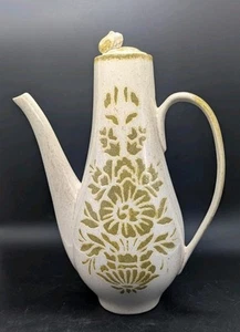 Vintage Red Wing Pottery Damask Coffee or Tea Pot With Lid 12.5" Tall - Picture 1 of 14