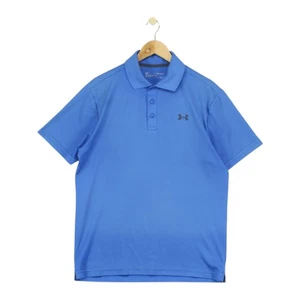 Under Armour Golf Polo Shirt Mens Size M Blue Heatgear Short Sleeve - Picture 1 of 15