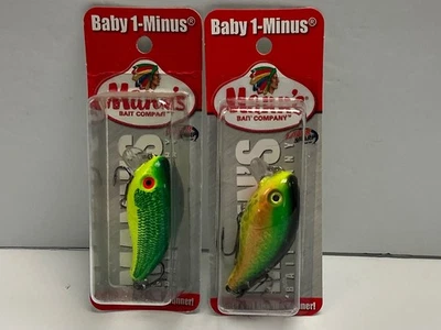 Mann's Baby 1-Minus Lure Lot 1/4 oz Org Tiger Shad & Grn Shad Chart - Image 1 of 2
