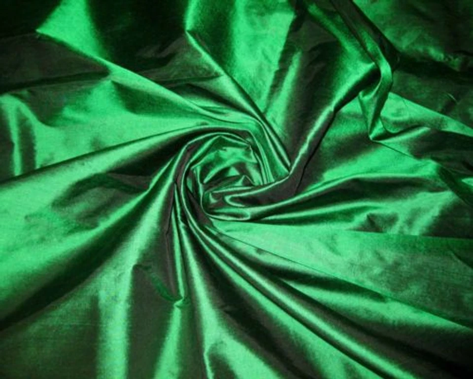 100% Pure Thai Silk Fabric Material Hand Woven 40"W BTY - Emerald Green - Image 1 of 1