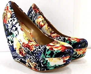 Call It Spring Womens Platform Pumps Size 6 Floral pattern 5" wedge heel - Picture 1 of 7