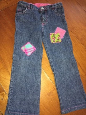 Hartstrings Jeans Patchwork Pants Girls Size 4 Blue - Image 1 of 4