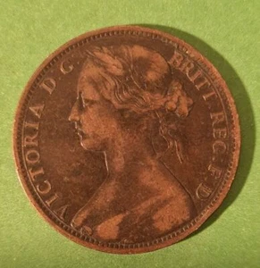 1863 Victoria bun penny coin  #173c - Picture 1 of 2