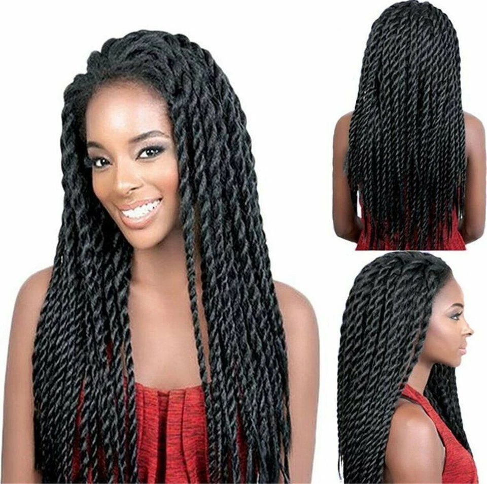 US Stock Peluca Sintética Negra Encaje Natural Frontal Afro Twist Peluca Trenzada Para Mujer Foto 1 de 1