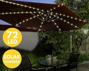 72 LED Solar Parasol Lights – Garden Patio Table Umbrella Fairy Light – Outdoor - Picture 1 of 4