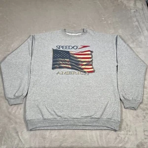 Vintage Speedo Sweater Mens Large Gray Fleece Crewneck Sweatshirt USA Made 1996 - Picture 1 of 15