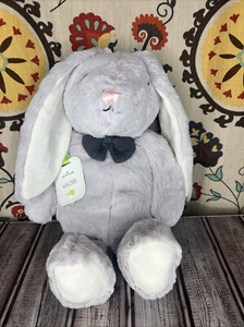 Hallmark Retired Floppy Ear Bunny Rabbit Bow Tie Gray Plush Stuffed Animal EUC - Picture 1 of 8