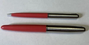 Set Of 2 Vintage Parker 41 Coral Pink Fountain Pen and Lead Pencil - Picture 1 of 9
