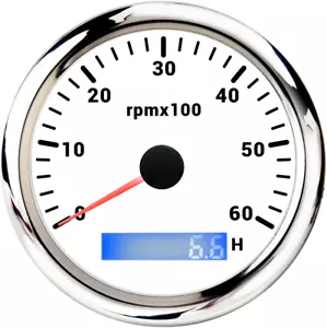 85MM Waterproof Tachometer 0-6000RPM with Hourmeter Gauge Fit Marine Boat Car - Picture 1 of 13