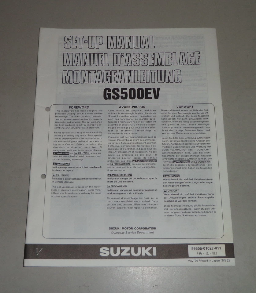 Instrucciones de Montaje / Kit Up Manual Suzuki GS 500E Stand 05/1996 - Imagen 1 de 1