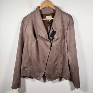 NWT! Kut From The Kloth Faux Suede Jacket Women 1X Taupe - Picture 1 of 6