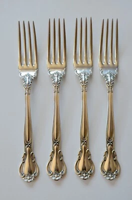 "Lote de 4 horquillas vintage Gorham Chantilly de plata de ley de 7"" 168,5 gramos" Foto 1 de 4