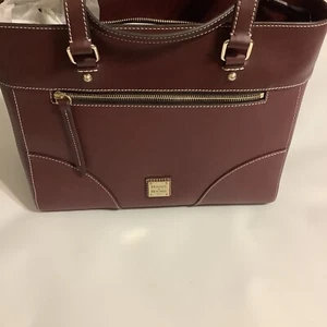 Dooney Bourke Burgundy Bordeaux Smooth European Leather Tote Handbag - Picture 1 of 11