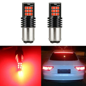 2x 1157 LED Bright Red Flashing Strobe Tail/Rear Brake Stop Alert Safe Lights - Picture 1 of 9