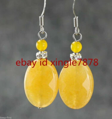 Natural 13x18mm Oval Yellow Topaz Gemstone 925 Silver Hook Earrings AAA - Image 1 of 4